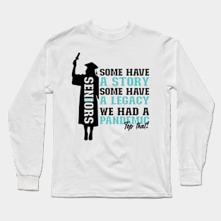 Pandemic Graduation | Black And Blue Text Funny Graduation Long Sleeve T-Shirt